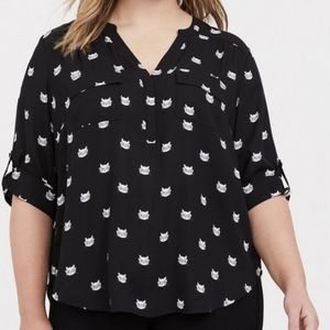 Torrid EUC Harper Georgette Cat Print 0